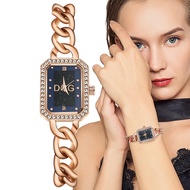 นาฬิกาทองคำสีกุหลาบ POEDAGAR กันน้ำสำหรับผู้หญิง2024นาฬิกาควอตซ์ทรงสี่เหลี่ยมสายคล้องสเตนเลสสตีลเพชรของแท้หรูหรา