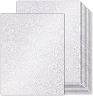 24 Sheets Silver Glitter Cardstock 8.5x11 Double-Sided, Goefun 80lb No-Shed Shimmer Glitter Paper fo