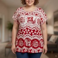 Elephant Print Plus Size Women's Blouse 1Size Size Fits XL-2XL Random Colors