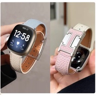 Elegant H Magnetic Buckle Leather Fitbit Versa 4 Strap Adjustable Fitbit Versa 3 Strap Fitbit Sense 