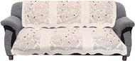 IMFAB 2 Pieces Net Fabric 3 Seater Net Sofa Cover Leaf Design Cream/OffWhite/Beige