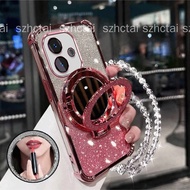 Case for OPPO A5 Pro 5G  Sparkly Phone Case Wrist Strap Bracelet Chain Lanyard Mirror Stand Holder P