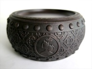 【生肖鼓硯 - 鼠】15cm 雙功能 石雕硯台 水盂筆洗-原石端硯名品