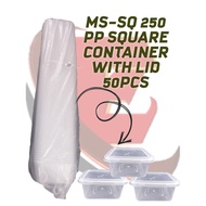 MS-SQ 250 PP SQUARE CONTAINER WITH LID 50PCS