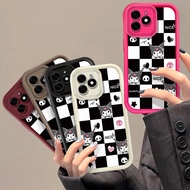 Cartoon Grid Kuromi Case For VIVO Y72 Y85 Y76S Y83 V11I Y81I V25E V21 V15 PRO V9 Y75S V5 Y03 Y31 Y36