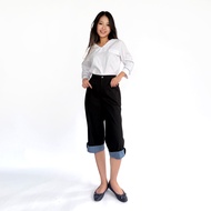 PORTLAND Black/Cuffed Cropped Pants (Black)
