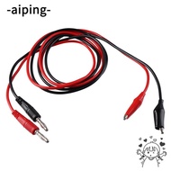 AIPING 2PCS Crocodile Clip Multimeter Test Cable, Red & Black Copper Banana Plug To Alligator Clip T