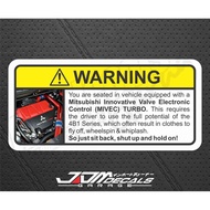 Funny Warning Sticker - MIVEC Turbo