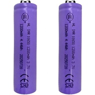 2Pack 3.7V 1200mAh ICR 4.44wh Lithium li-ion Rechargeable Battery for LED Flashlight, Headlamps, Doo