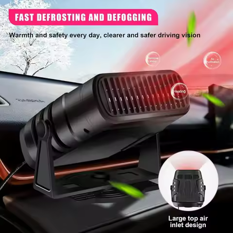 Car Heater Portable Auto Windshield Defogger with Plug in Cigarette Lighter Auto Dryer with 360° Rot