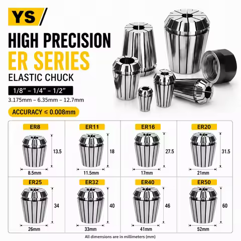 ER Collet 1/8 1/4 1/2 3.175mm 6.35mm 12.7mm High Precision 0.008mm CNC Milling Tool ER8 ER11 ER16 ER