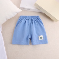 OKADY กางเกงขาสั้นสำหรับเด็กชายและเด็กหญิงกางเกงลำลองเปิดเป้าทำจากผ้าคอตตอนและลินินสไตล์เกาหลี