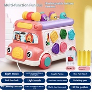 Childrens Puzzle Early Education Multi functional Bus Baby Toy Hand Beating Drum Male 0-3 Beating Gr