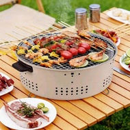 BBQ pot,Multifunctional Portable Charcoal Grill 5-in-1 for BBQ, Boiling Tea, Hot Pot, Camping