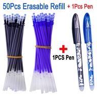 DELVTCH 50Pcs/Set 0.5mm Erasable Refill Magic Erasable Pen Refill Rods Office Gel Pen Refill Blue Bl