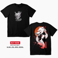 S-5XL Japanese Geisha series T-shirt Grimace mask Geisha Unisex cotton Short Sleeve T-shirt