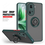 Matte Translucent Camera Shockproof Back Cover For Oppo Reno11 Pro 2024 Case Car Magnetic Ring Stand Cover Capas Oppo Reno11 Reno11pro reno11
