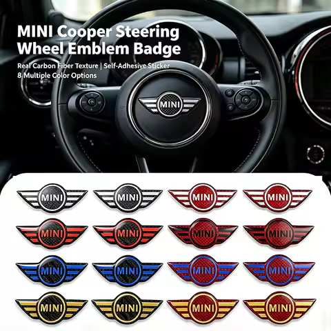 Carbon Fiber Car Interior Steering Wheel Emblem Badge for Mini Cooper John Cooper Works R50 R52 R53 