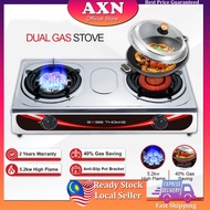 AXN Dual Gas Stove Stainless Steel Infrared Burner 8 Jet Head Nozzle LPG Cooktop