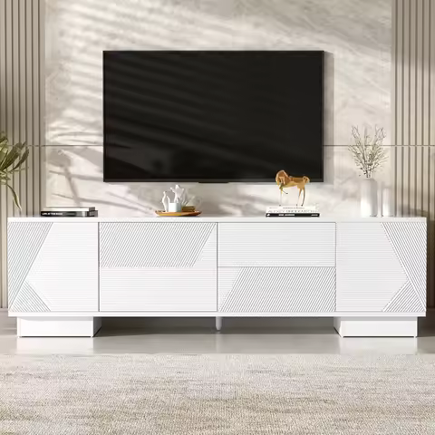 70.8'' Modern TV Stand for TVs up to 75 Inches, Entertainment Center TV Table with Storage Cabinets,