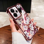 VRQR for Oppo Realme 14T 14X 5G Realme 14 Pro Plus 5G Realme 14 Pro+ 5G Casing White Camellia Clear 