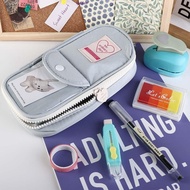 LYNDON Pencil Bag, Cosmetic Pouch Blue Gray Color Pencil Cases, Fashion Heart Zipper Large Capacity Pencil Holder Children