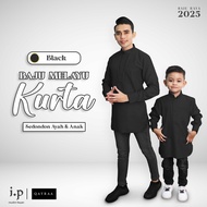 I.P Muslim❤️2025 BLACK Baju Kurta Family Set Soft Cotton SlimFit/Size 0-4XL/Baju Raya Keluarga Sedon
