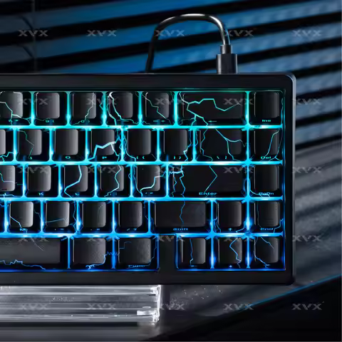 XVX IMD-tech Lightning Stripe Shine Through Keycaps Side Print OEM Profile 118 Keys Black Keycap Set