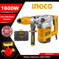 INGCO 1600W Rotary Hammer Chipping Gun Drill Set SDS MAX With Chisel Anti-Vibration System SOLD PER 