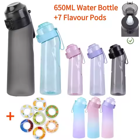 Flavored Water Bottle with 7 Flavour Pods Air Water Up Bottle Frosted Black 650ml Air Starter Up Set