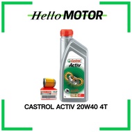 CASTROL ACTIV ACTIVE AKTIV 4T 20W40 20W-40 MINYAK HITAM ENGINE OIL ITAM OIL FILTER LC135 Y15 Y16 RS1