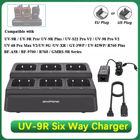Baofeng UV-9R Pro Plus Six Way Charger UV-68 Pro Max Multi Battery Charger UV-98 Pro UV-S22 BF-9700 