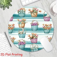 1PC 2D Flat Printed Pastel Easter Tulips Bunnies Mouse Pad 1 Size Optional