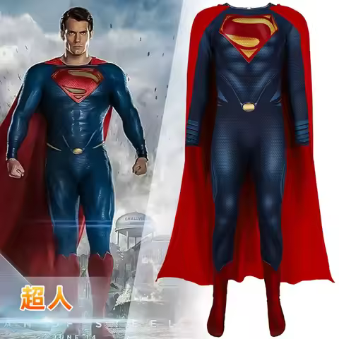 BEAST KINGDOM Movie Superman Man of Steel Cosplay Clark Kent Cosplay Costume Navy Blue Jumpsuit Red 