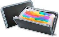 Receipt Coupon Organiser, 2 Pieces Zipper Coupon Currency Organiser with 13 Compartments Zip Documen