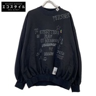 Maison Mihara Yasuhiro 25SS K14PO742 黑色棉質塗鴉印花套頭衫/塗鴉印花衛衣，36 碼 [二手]