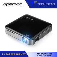 APEMAN M4 DLP Mini Pocket Projector 1080P with 100” Display Built-In Rechargeable Battery HDMI Input