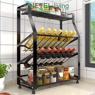 ✚[Ready Stock]NETEL Kitchen Organizer Spice Rack Stainless Steel Wine Rack Seasoning Rack Kitchen Ra