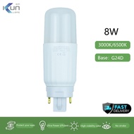 Xinkunlong G24d Base LED Light Lamp Bulbs Plc Bulb Daylight 6500k Warmwhite 3000K 8Watt Plug in tube