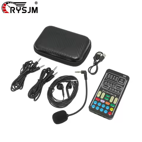 I9 Sound Cards Set Mini Voice Changer Voice Live Sound Card + Headphones + Microphone Audio 8 Sound 