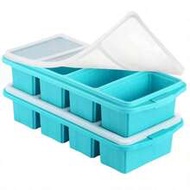 4-Cup Capacity Silicone Freezer Tray With Lid - Silicone Freezer Food Mold - Large Freezer Tray, Sil