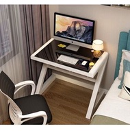 全城熱賣 - 簡約現代鋼化玻璃電腦桌(98*50cm黑玻璃白架)