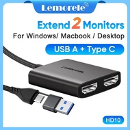 Lemorele Hdmi Splitter Type C To Dual Hdmi Adapter Hdmi Extender Dual Monitor Docking Station
