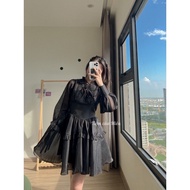 Váy xòe đan dây cổ/ Đầm dự tiệc KUDOSHOP phong cách baybydoll ulzzang tiểu thư mặc đi chơi đi tiệc