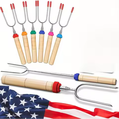 Marshmallow Roasting Sticks Bulk Smores Skewers Hot Dog Camping Skewers Accessories Extendable Forks