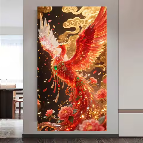 Gold Phoenix Bird 5D Diy Full Square Round Diamond Painting Kit Full Square Round Drill Mosaic Art D