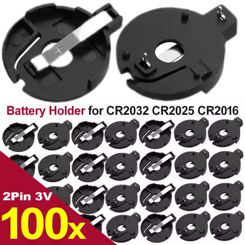 CR2032 2025 2016 Button Battery Holder with 2 Pin 3V Solder Mounting Lead CR2032 CR2025 CR2016 Batte