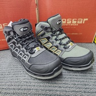 Oscar 122 123 Sport Safety Shoes Mid Cut Lace Khaki Grey ESD SHOES Water Resistant Kasut Keselamatan