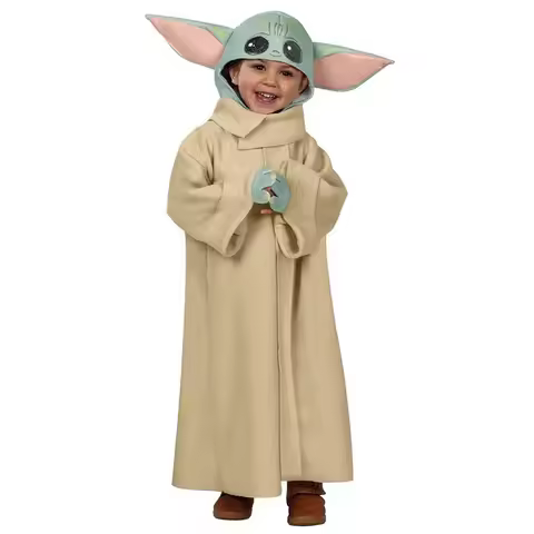 Alien Cosplay Yoda Baby Hat Costumes Halloween Mandalorian Robe Cloak Clothing Boys Girls Cute Disgu