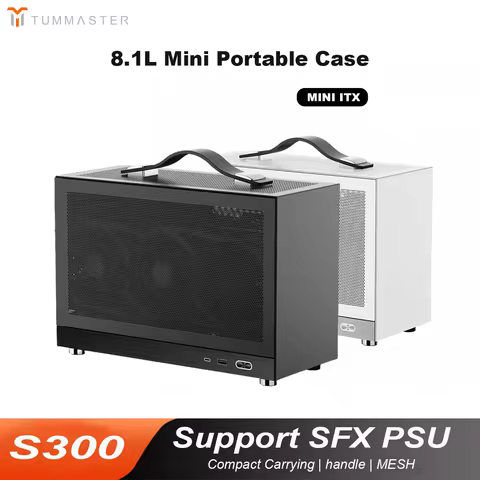 TUMMASTER S300 Portable Aluminum Alloy PC Case Supports MINI ITX Motherboard&SFX Power Supply Side M